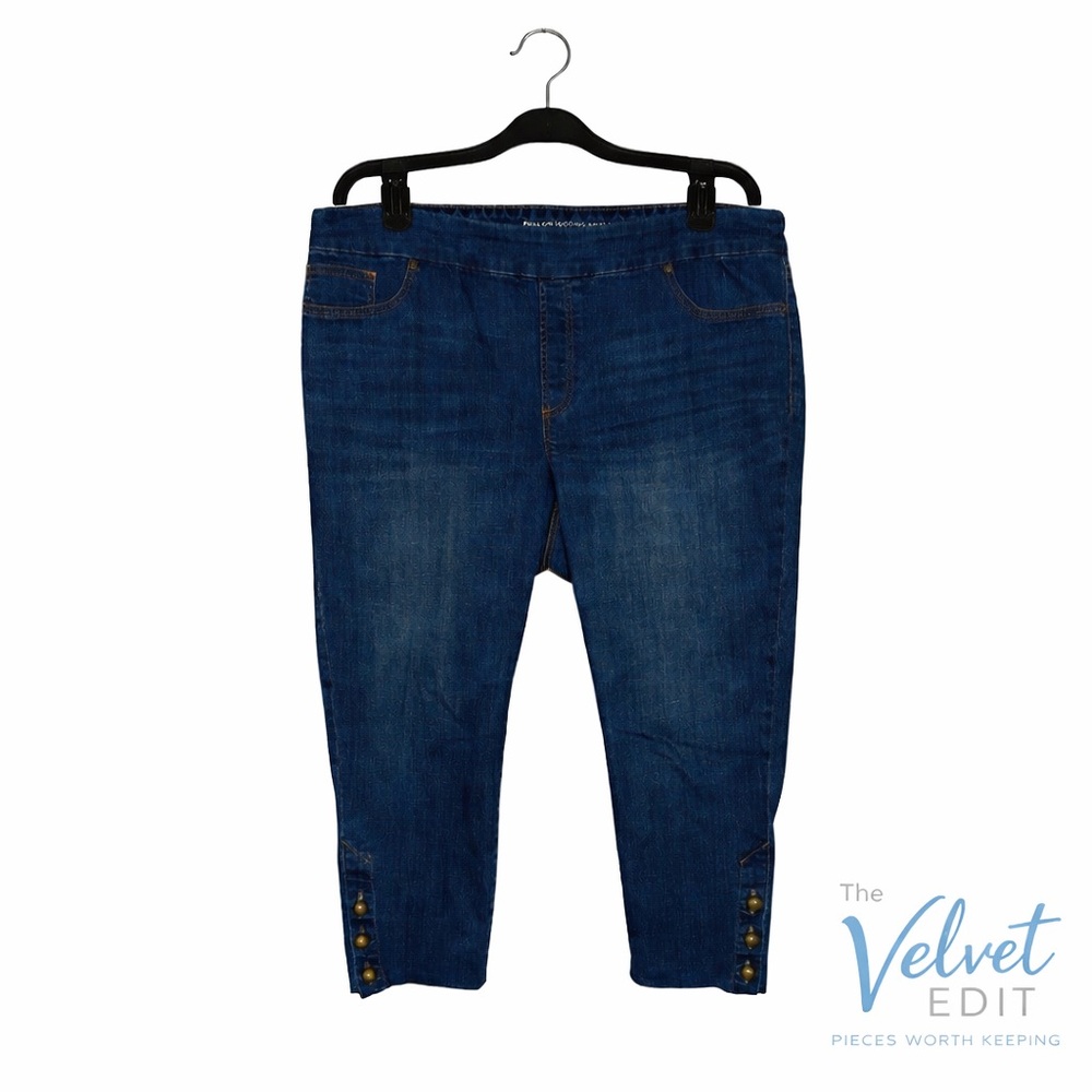 Chico’s Pull-On Jegging Ankle Jeans | Dark Wash Button Hem | Size 16P Chico’s 3P